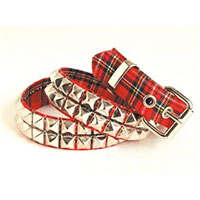 2 Rows Of Pyramids on a RED PLAID belt by Funk Plus