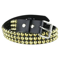 3 Rows Of Brass Cones on a BLACK LEATHER belt by Funk Plus