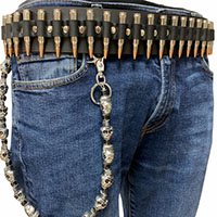 Bullet Belt (Black Leather) by Funk Plus- Nickel/Copper