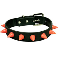 1 Row Spike Glow In The Dark Rubber Choker by Funk Plus- Black/Red