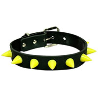 1 Row Spike Glow In The Dark Rubber Choker by Funk Plus- Black/Yellow