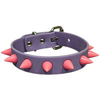 1 Row Spike Glow In The Dark Rubber Choker by Funk Plus- Purple/Pink