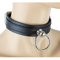 Bondage Ring Leather Choker (Black/Black) by Funk Plus