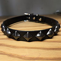 1 Row Sideways Pyramids (Black) Black Leather Choker by Funk Plus