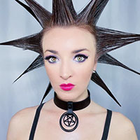 Hanging Black Ring & Pentagram on a Black Leather Choker by Funk Plus