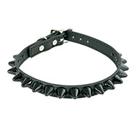 1 Row Of Black UK77 Cone Studs on a Black Patent Choker by Funk Plus