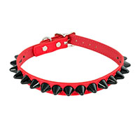 1 Row Of Black UK77 Cone Studs on a Red Patent Choker by Funk Plus