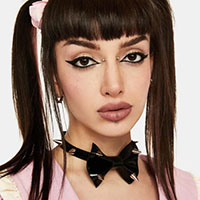 Bow Tie With Cone Spikes on a Black Patent Choker by Funk Plus