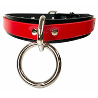 Black/Red Patent Bondage Ring Choker by Funk Plus (Non-Leather)