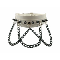 Spikes And Chains Choker by Funk Plus- White Patent (Vegan)