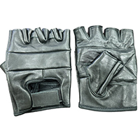 Black Leather (New Zealand Sheepskin) Fingerless Gloves by Funk Plus