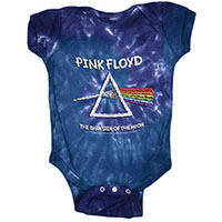Pink Floyd- Dark Side Of The Moon on a blue tie dye onesie