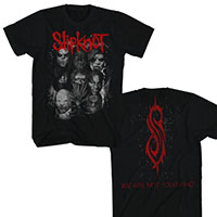 Slipknot- Red & Grey Band Pic on front, We Are Not Your Kind on back on back on a black shirt