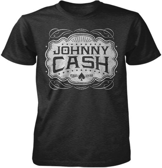 Johnny Cash- Est 1932 on a charcoal heather ringspun cotton shirt