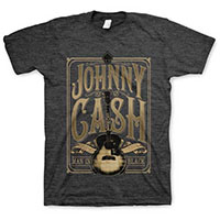 Johnny Cash- Man In Black (Signature Guitar) on a charcoal ringspun cotton shirt