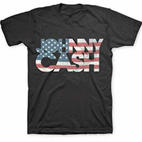 Johnny Cash- Flag Logo on a black shirt