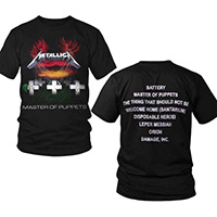 Metallica- Master Of Puppets on front, Songs on back on a black shirt