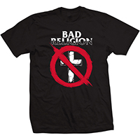 Bad Religion- Stippled Crossbuster (White Logo) on a black shirt