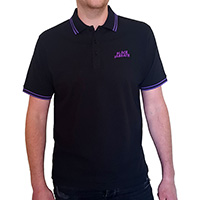 Black Sabbath- Logo Embroidered on a black/purple polo shirt