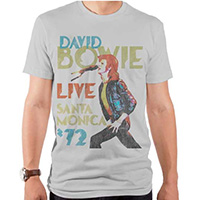 David Bowie- Live Santa Monica 72 on a silver ringspun cotton shirt by Goodie Two Sleeves