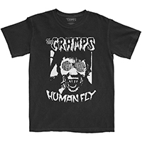 Cramps- Human Fly (White Logo) on a black shirt