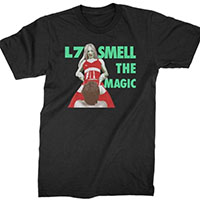 L7- Smell The Magic on a black ringspun cotton shirt