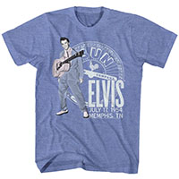 Elvis Presley- Sun Records July 17, 1954 on a light blue heather shirt