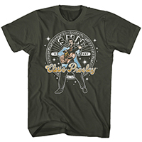 Elvis Presley- Elvis Over Sun Logo on a charcoal shirt