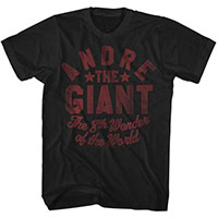 Andre The Giant- 8th Wonder Of The World on a black shirt