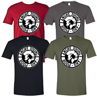 Angry Young And Poor- Classic Mohawk Logo (With White Border) on a ringspun cotton shirt (Various Colors)