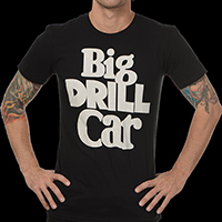Big Drill Car- Logo on front, Dog on back on a black ringspun cotton shirt (Sale price!)