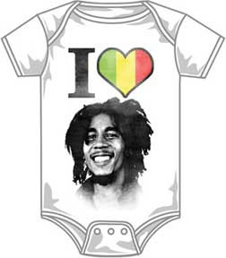 Bob Marley- I Love Bob on a white onesie (Sale price!)