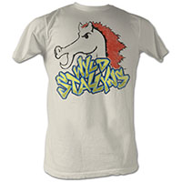 Bill & Teds Excellent Adventure- Wyld Stallyns on a natural shirt