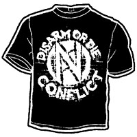 Conflict- Disarm Or Die on a black shirt