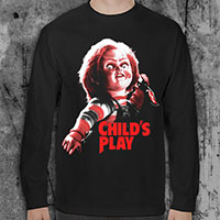 Childs Play- Chucky on a black LONG SLEEVE shirt