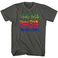 Cheap Trick- Repeating Rainbow Logo on a charcoal shirt