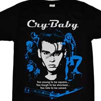 Cry Baby- Too Young To Be Square on a black shirt