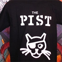 Pist- Cat on a black shirt