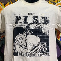 Pist- Ideas Are Bulletproof on a natural shirt