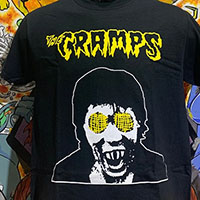 Cramps- Human Fly (Yellow Logo) on a black shirt