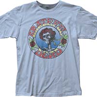 Grateful Dead- Skull & Roses on a light blue shirt (Sale price!)