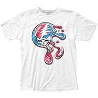 Grateful Dead- Liquid Steal Your Face on front, Logo on back on a white shirt (Sale price!)