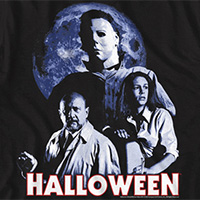 Halloween- Triplicate Moon Pic on a black ringspun cotton shirt