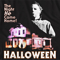 Halloween- The Night HE Came Home (Michael And House) on a black ringspun cotton shirt