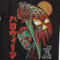 Halloween- Japanese Design (The Night HE Came Home) on a black ringspun cotton shirt