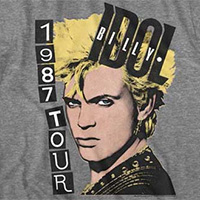 Billy Idol- 1987 Tour on a graphite heather ringspun cotton shirt