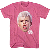 Billy Idol- Face on a heather pink shirt