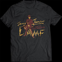 Johnny Thunders- LAMF Bolts on a black ringspun cotton shirt (Sale price!)