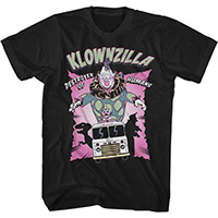 Killer Klowns From Outer Space- Klownzilla on a black ringspun cotton shirt