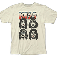 Kiss- Faces on a vintage white ringspun cotton shirt (Sale price!)